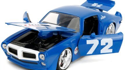 1972 Pontiac Firebird #72 Diecast Model Car - Blue with White Stripe, 1/24 Scale by Jada Bigtime Muscle