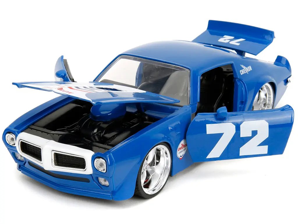 1972 Pontiac Firebird #72 Diecast Model Car – Blue with White Stripe, 1/24 Scale by Jada Bigtime Muscle