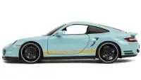 Light Blue Porsche 911 Turbo (997) with Yellow Stripes - 1/24 Diecast Model by Jada