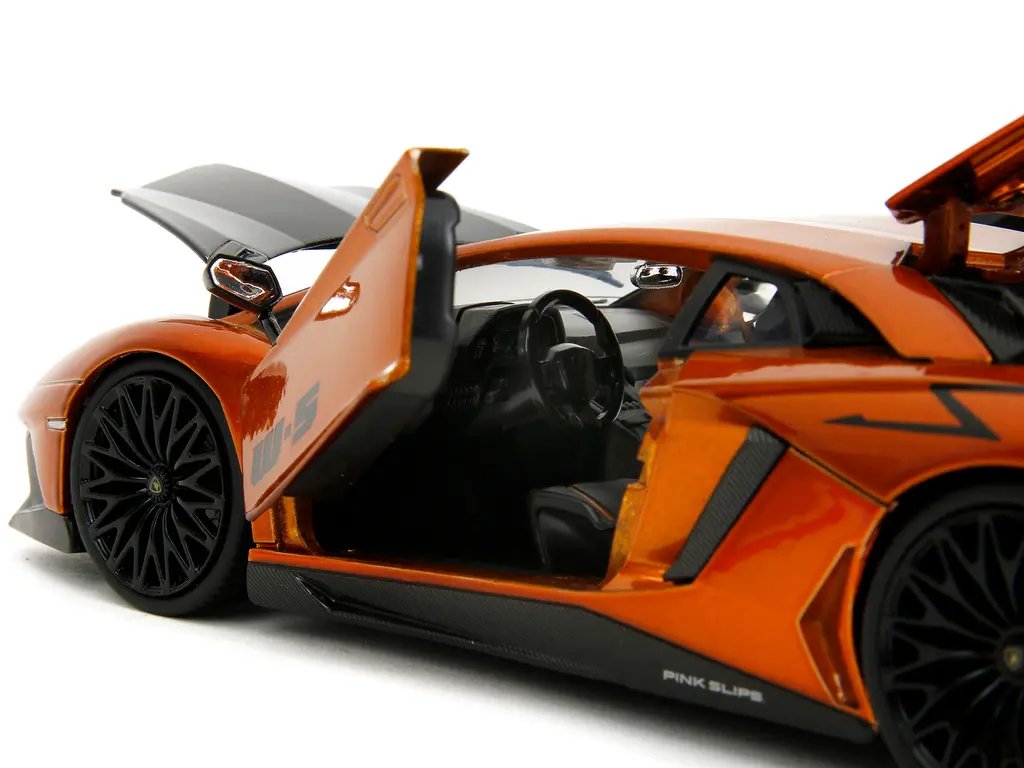 Exclusive Lamborghini Aventador SV Orange Metallic 1/24 Diecast Model by Jada – Pink Slips Series