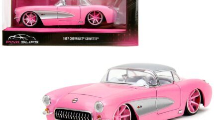 1957 Chevrolet Corvette Pink Metallic Diecast Model Car 1/24 by Jada - Pink Slips Series