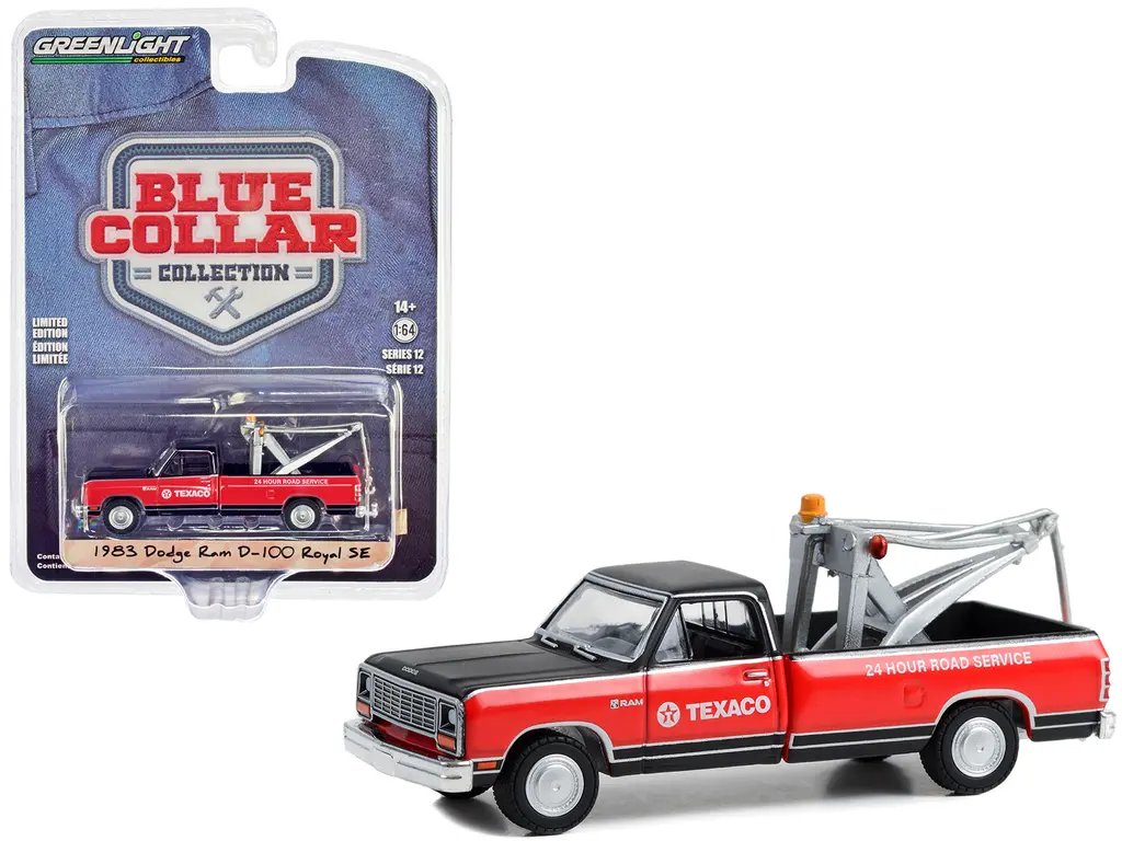 1983 Dodge Ram D-100 Texaco Tow Truck Diecast Model – Blue Collar Collection Series 12 by Greenlight