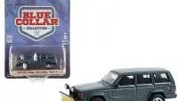 2000 Jeep Cherokee Sport with Snow Plow Diecast Model - Blue Collar Collection Series 12 by Greenlight