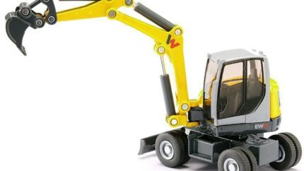 Wacker Neuson EW65 Mobile Excavator Yellow and Gray 1/50 Diecast Model by Siku