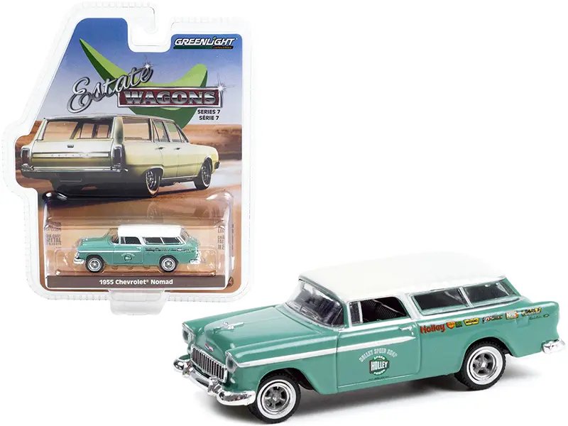 1955 Chevrolet Nomad Green with White Top “Holley Speed Shop” “Estate Wagons” Series 7 1/64 Diecast Model Car by Greenlight