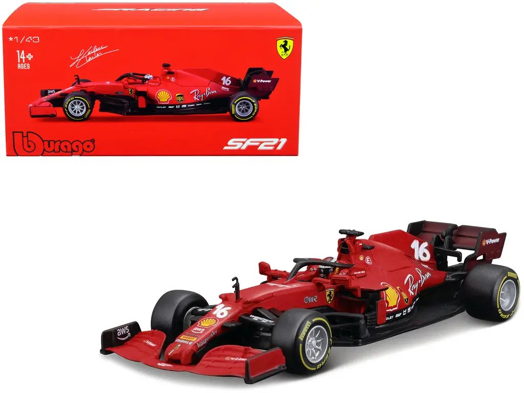 Ferrari SF21 #16 Charles Leclerc 1/43 Diecast Model - 2021 F1 World Championship by Bburago 1 Ferrari SF21 #16 Charles Leclerc 1/43 Diecast Model - 2021 F1 World Championship by Bburago