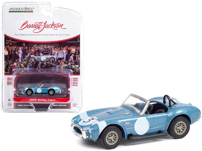 2020 Shelby Cobra FIA Bondurant Tribute Diecast Model – Viking Blue Metallic 1/64 by Greenlight