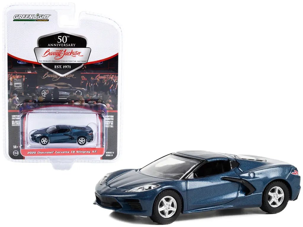 2020 Chevrolet Corvette C8 Stingray 1LT Diecast Model – Shadow Gray Metallic, Barrett Jackson Scottsdale Edition by Greenlight