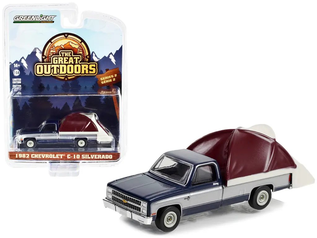 1982 Chevrolet C-10 Silverado Diecast Model with Truck Bed Tent – Greenlight Series 2