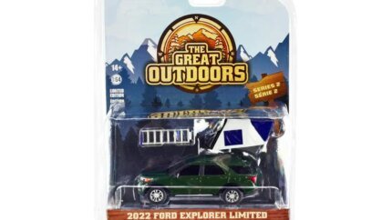 2022 Ford Explorer Limited Green Metallic with Rooftop Tent 1/64 Diecast Model by Greenlight