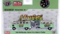 Limited Edition 1959 Volkswagen Microbus Deluxe with Travel Trailer 1/64 Diecast Model - Maui and Sons
