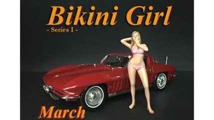 March Bikini Calendar Girl Figure 1/24 Scale by American Diorama - Perfect for Model Enthusiasts