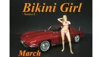 March Bikini Calendar Girl Figure for 1/18 Scale Models - American Diorama Collectible