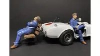 Sitting Mechanics 2 piece Figurine Set for 1/18 Scale Models by American Diorama
