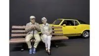 Charming Sitting Old Couple Figurine Set for 1/18 Scale Models by American Diorama