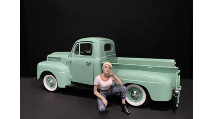 Car Girl in Tee Michelle Figurine for 1/18 Scale Models by American Diorama - Perfect for Collectors