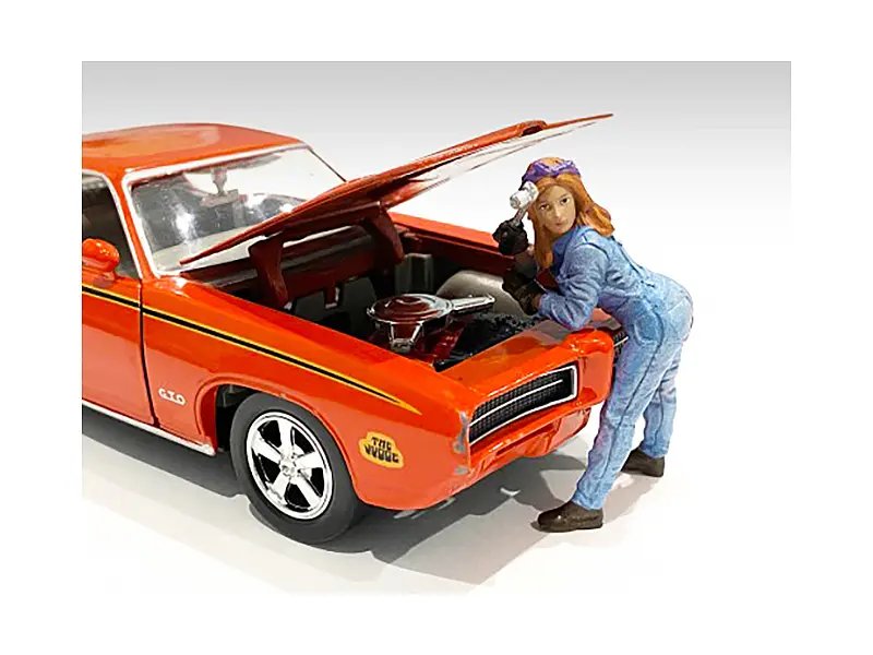 Retro Female Mechanic Figurine for 1/18 Scale Models by American Diorama