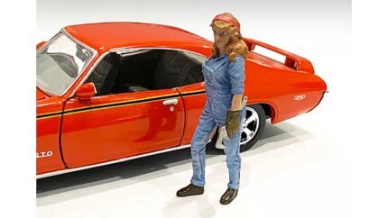Retro Female Mechanic III Figurine for 1/18 Scale Models - American Diorama Collectible