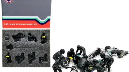 Formula One F1 Pit Crew 7 Figurine Set Team Black Release II for 1/43 Scale Models by American Diorama