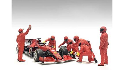 Formula One F1 Pit Crew 7 Figure Set Team Red Release III for 1/43 Scale Models by American Diorama