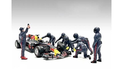 American Diorama Formula One F1 Pit Crew 7 Figure Set Team Blue Release III for 1/43 Scale Models