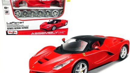 Model Kit Ferrari LaFerrari Red with Black Top (Skill 2) "Assembly Line" 1/24 Diecast Model Car by Maisto