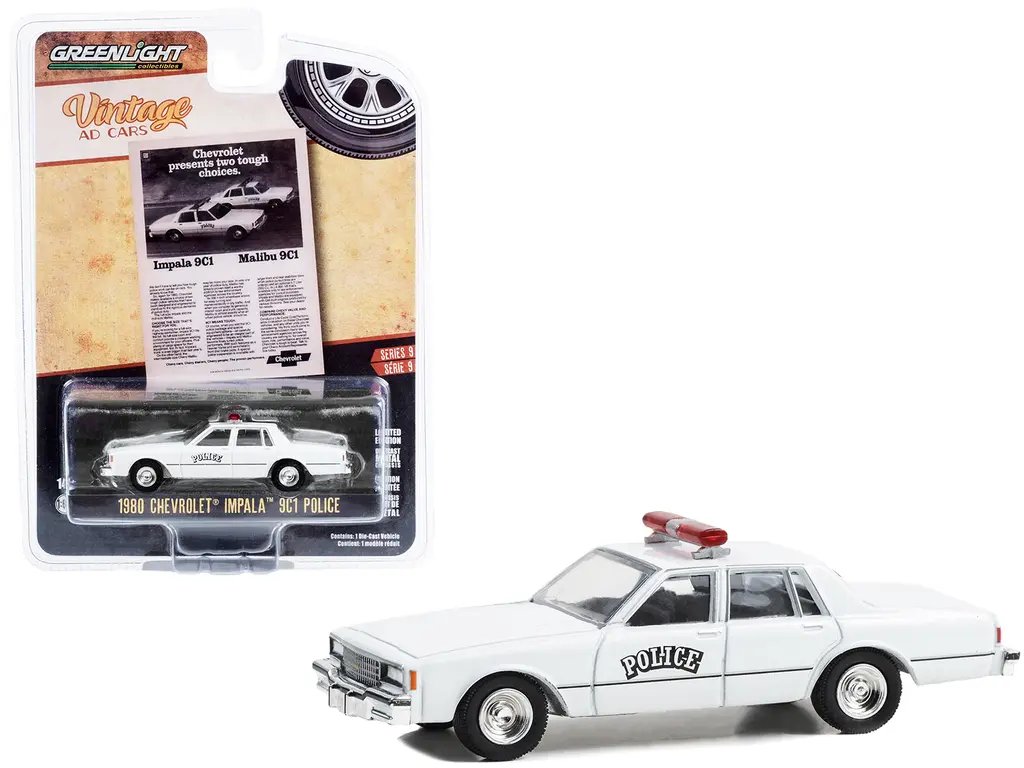 1980 Chevrolet Impala 9C1 Police Diecast Model – Vintage Ad Cars Series by Greenlight