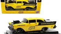 Limited Edition 1957 Chevrolet 210 Hardtop Diecast Model - Yellow & Black 'Accel' by M2 Machines