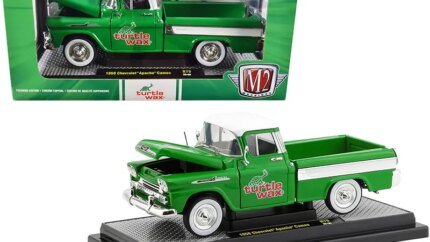 Limited Edition 1958 Chevrolet Apache Cameo Pickup Diecast Model - Green & White 'Turtle Wax' by M2 Machines