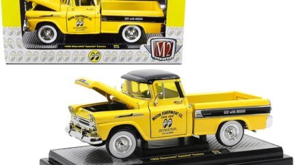 1958 Chevrolet Apache Cameo Pickup Truck "Mooneyes" Yellow and Black Limited Edition to 7000 pieces Worldwide 1/24 Diecast Model Car by M2 Machines