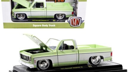 Limited Edition 1973 Chevrolet Cheyenne 10 Diecast Model 1/24 by M2 Machines - Light Olive Green Collectible