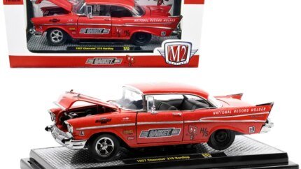 Limited Edition 1957 Chevrolet 210 Hardtop Diecast Model - Red Metallic 'Mr. Gasket Co.' by M2 Machines