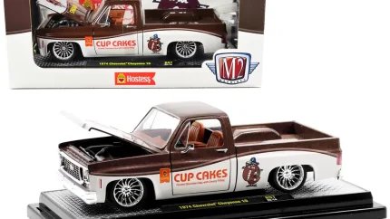 Limited Edition 1974 Chevrolet Cheyenne 10 Diecast Model - Dark Brown Metallic & Wimbledon White by M2 Machines
