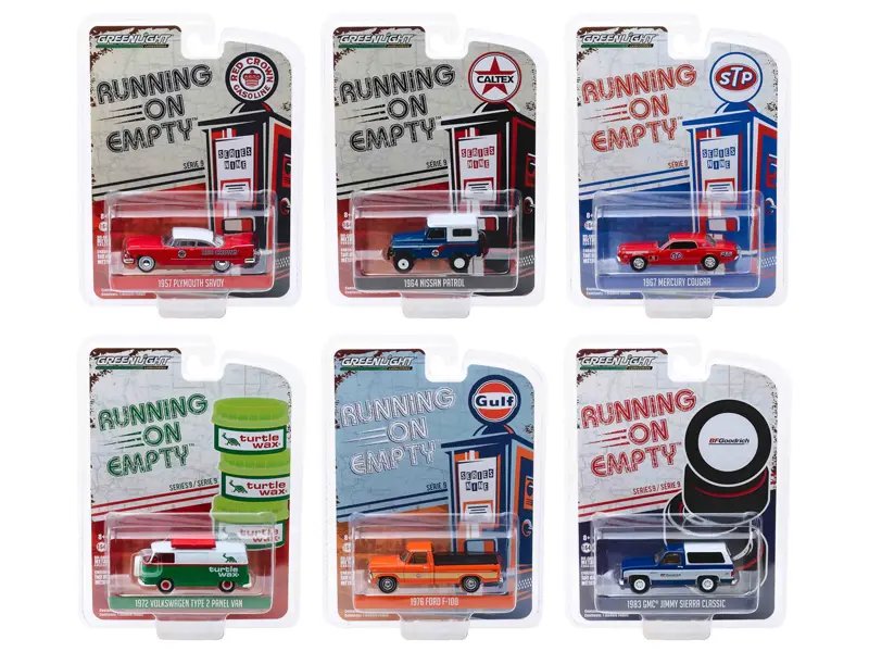 Running on Empty 6 piece Set Series 9 1/64 Diecast Model Cars by Greenlight