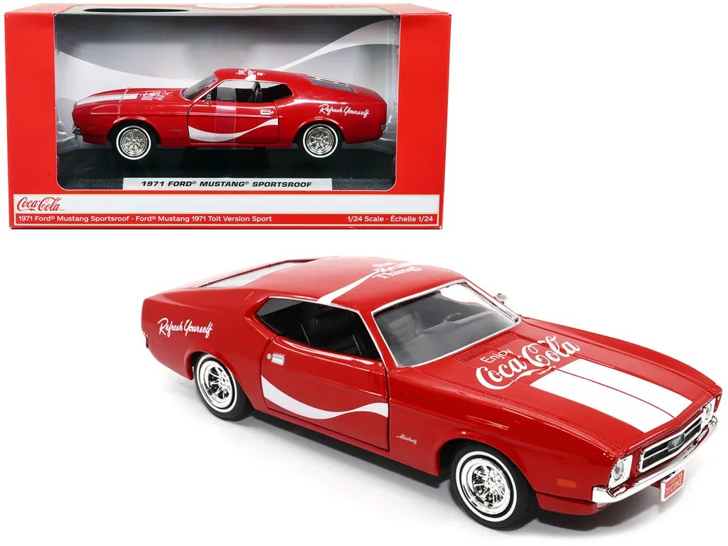 1971 Ford Mustang Sportsroof Coca-Cola Diecast Model 1/24 by Motor City Classics 4 1971 Ford Mustang Sportsroof Coca-Cola Diecast Model 1/24 by Motor City Classics - Image 4