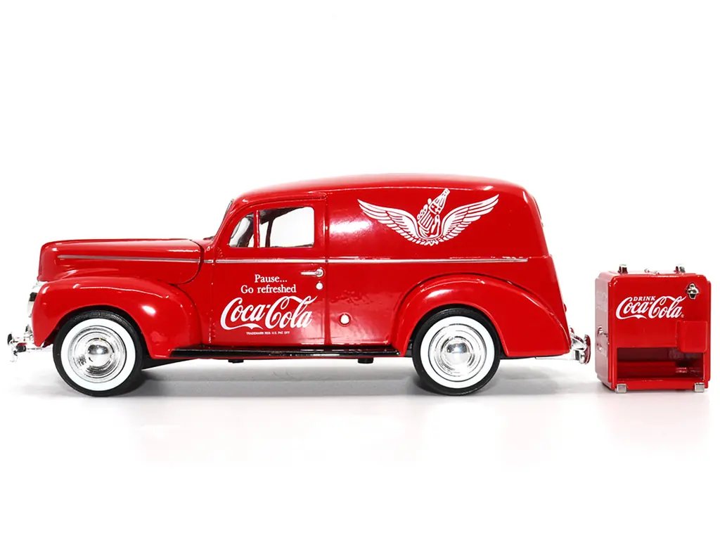 Vintage 1940 Ford Sedan Coca-Cola Diecast Model with Vending Machine – 1/24 Scale by Motor City Classics