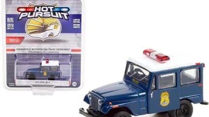 1974 Jeep DJ-5 Dark Blue with White Top "Indianapolis Metropolitan Police Department" (Indiana) "Hot Pursuit" Series 40 1/64 Diecast Model Car by Greenlight