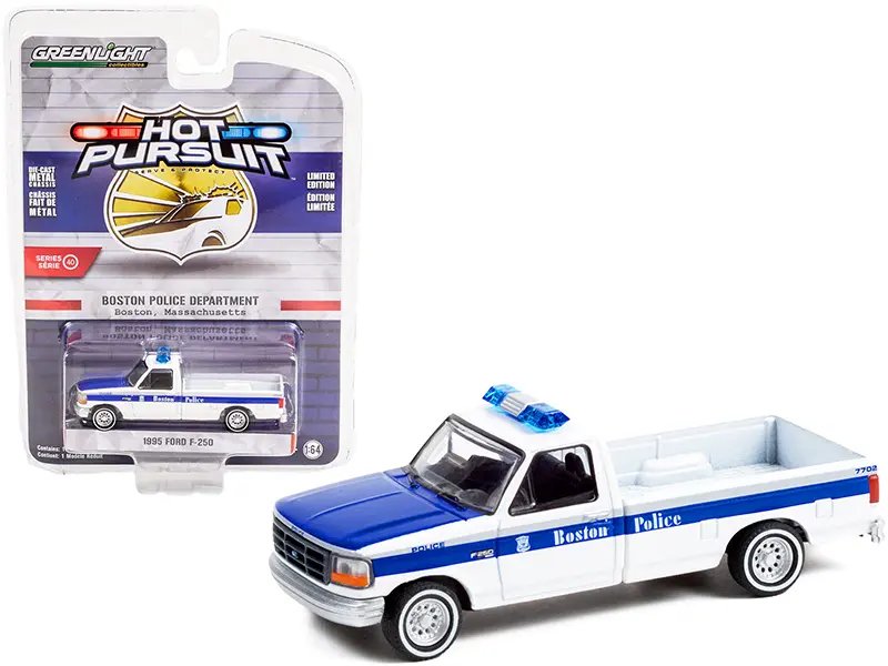 1995 Ford F-250 Boston Police Diecast Truck 1/64 Hot Pursuit Series 40 by Greenlight