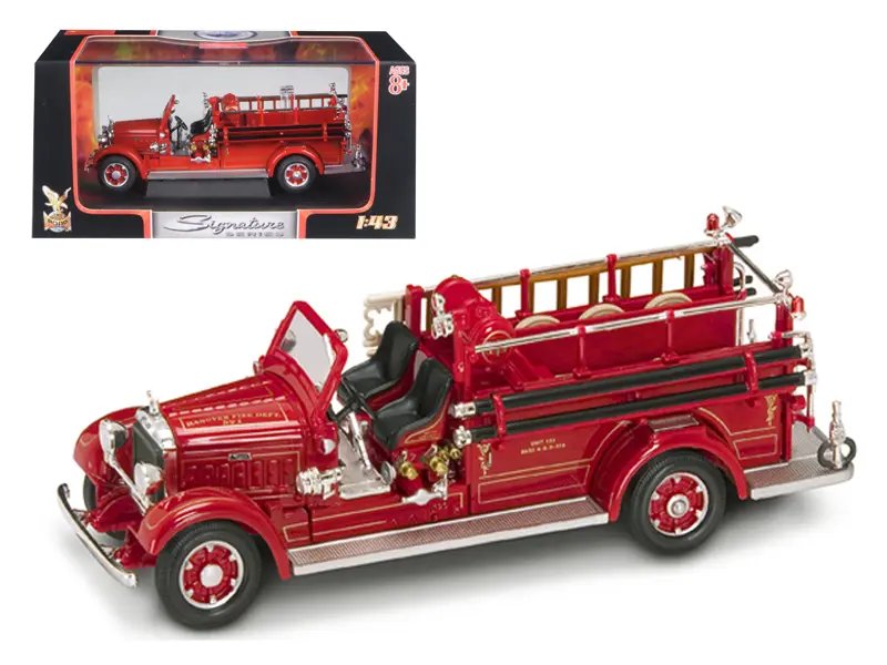 Vintage 1935 Mack Type 75BX Fire Engine Red 1/43 Diecast Model by Road Signature
