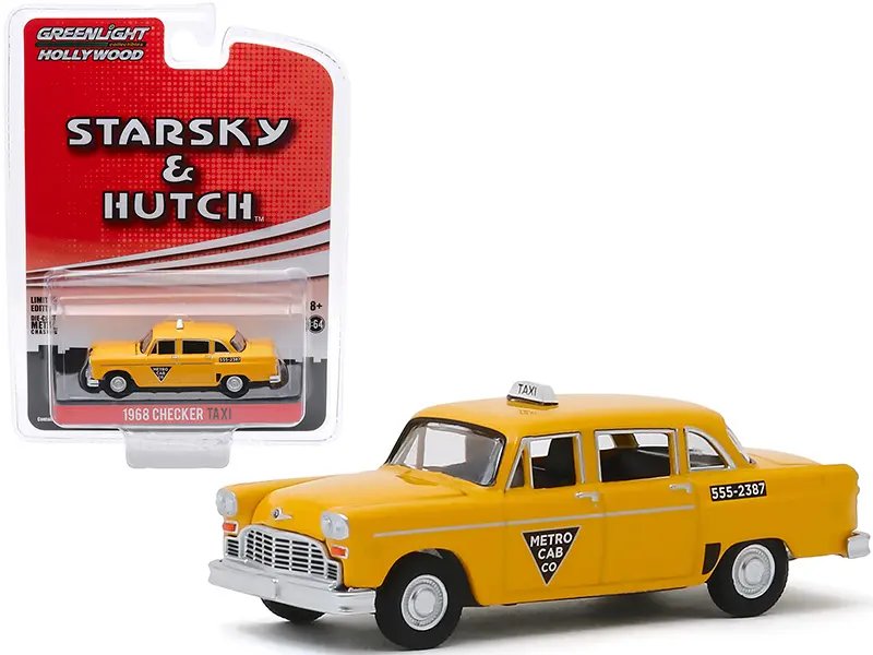 1968 Checker Taxi “Metro Cab Co.” Yellow “Starsky and Hutch” (1975-1979) TV Series “Hollywood Special Edition” 1/64 Diecast Model Car by Greenlight