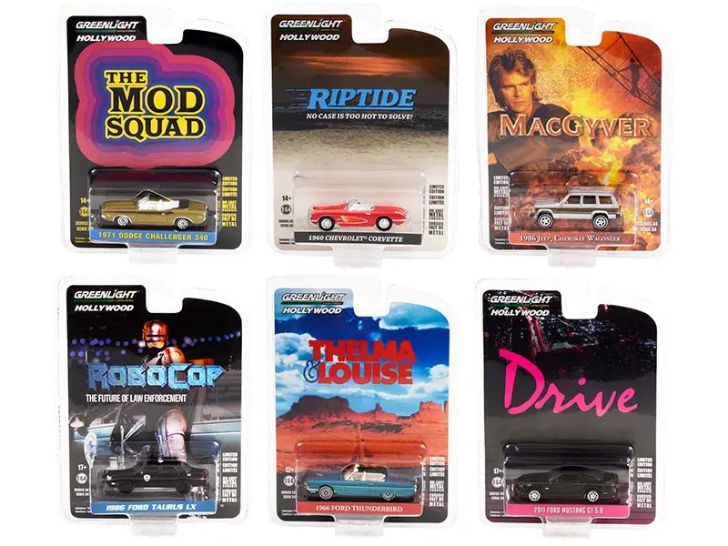 Hollywood Series Release 34: Set of 6 Greenlight 1/64 Diecast Model Cars