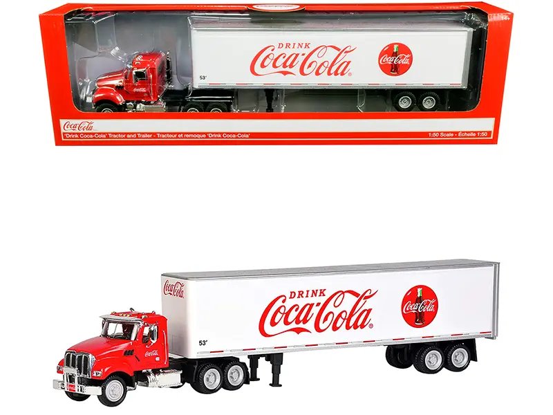 Truck Tractor with 53′ Trailer “Drink Coca-Cola” Red and White 1/50 Diecast Model by Motorcity Classics