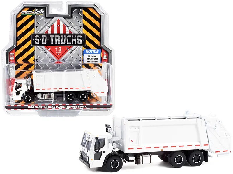 2020 Mack LR Rear Loader Refuse Garbage Truck White “S.D. Trucks” Series 13 1/64 Diecast Model by Greenlight