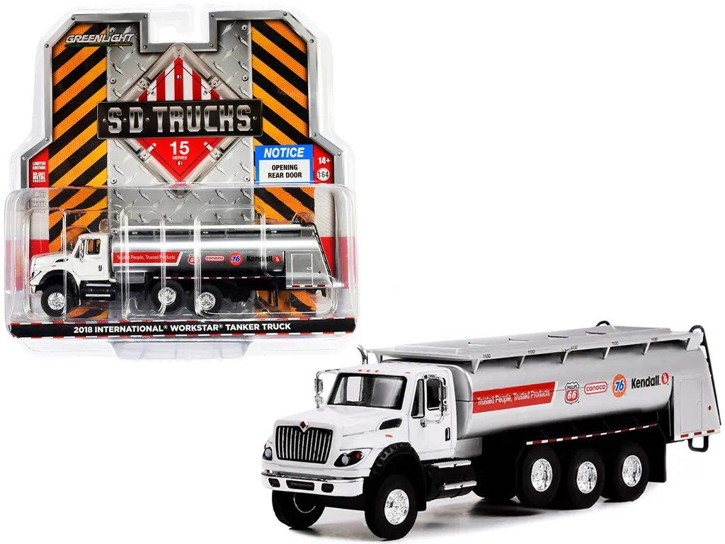 2018 International WorkStar Tanker Truck Diecast Model 1/64 – White & Silver by Greenlight