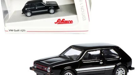 Volkswagen Golf I GTI Black with Silver Stripes 1/87 (HO) Diecast Model Car by Schuco