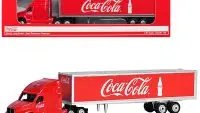 Classic Long Hauler Tractor Trailer "Coca-Cola" Red 1/87 (HO) Scale Diecast Model by Motorcity Classics