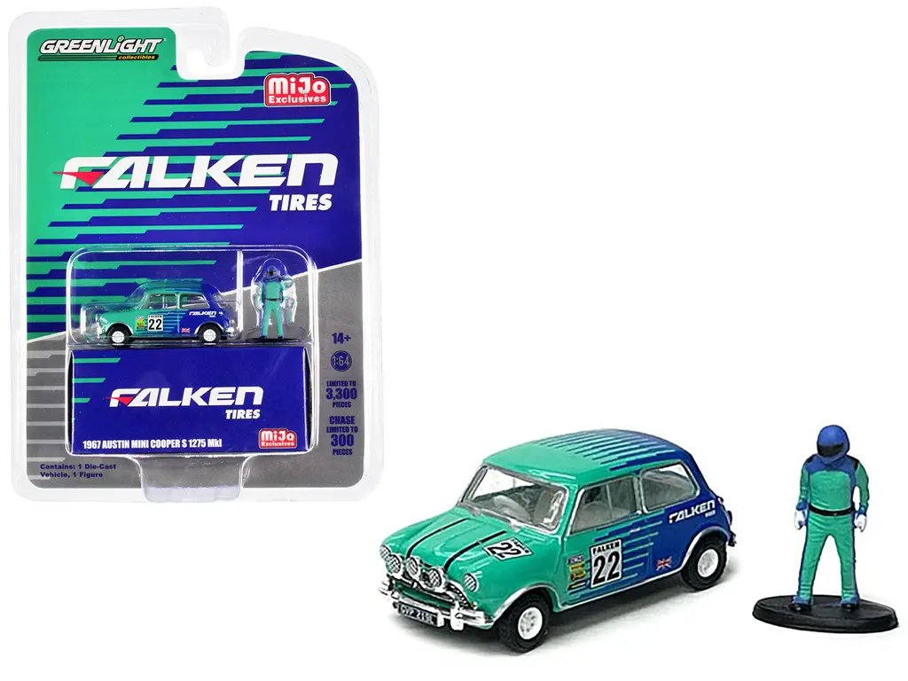 1967 Austin Mini Cooper S 1275 MKI RHD #22 Falken Tires 1/64 Diecast Model by Greenlight – Limited Edition of 3300