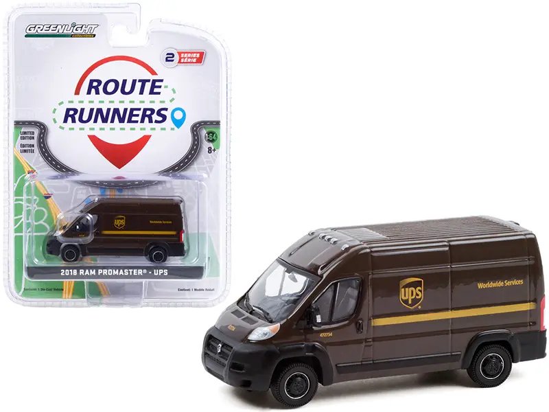 2018 Ram ProMaster 2500 UPS Diecast Model 1/64 by Greenlight – Route Runners Series 2