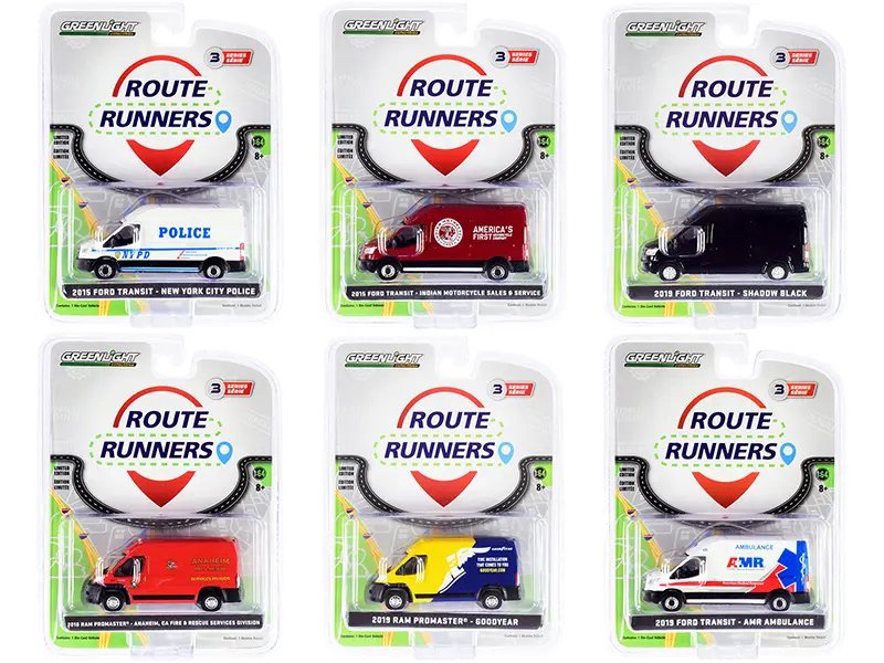 Route Runners Series 3: Set of 6 Greenlight 1/64 Diecast Vans Models