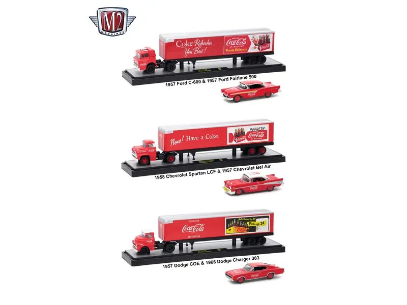 Collectible Coca-Cola Diecast Trucks Set: 1/64 Scale Auto Haulers by M2 Machines